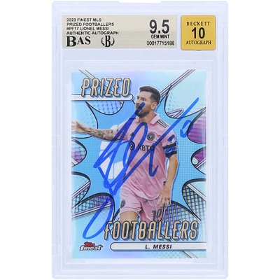 Carte autographiée Lionel Messi Inter Miami CF 2023 Topps Finest MLS Prized Footballers #PF-17 BAS Authentifiée 9.5/10
