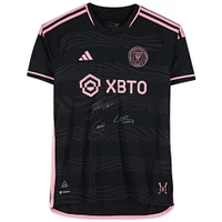 Lionel Messi, Luis Suarez & Sergio Busquets Inter Miami CF Autographed 2023 Black adidas Authentic Jersey - Front Signed