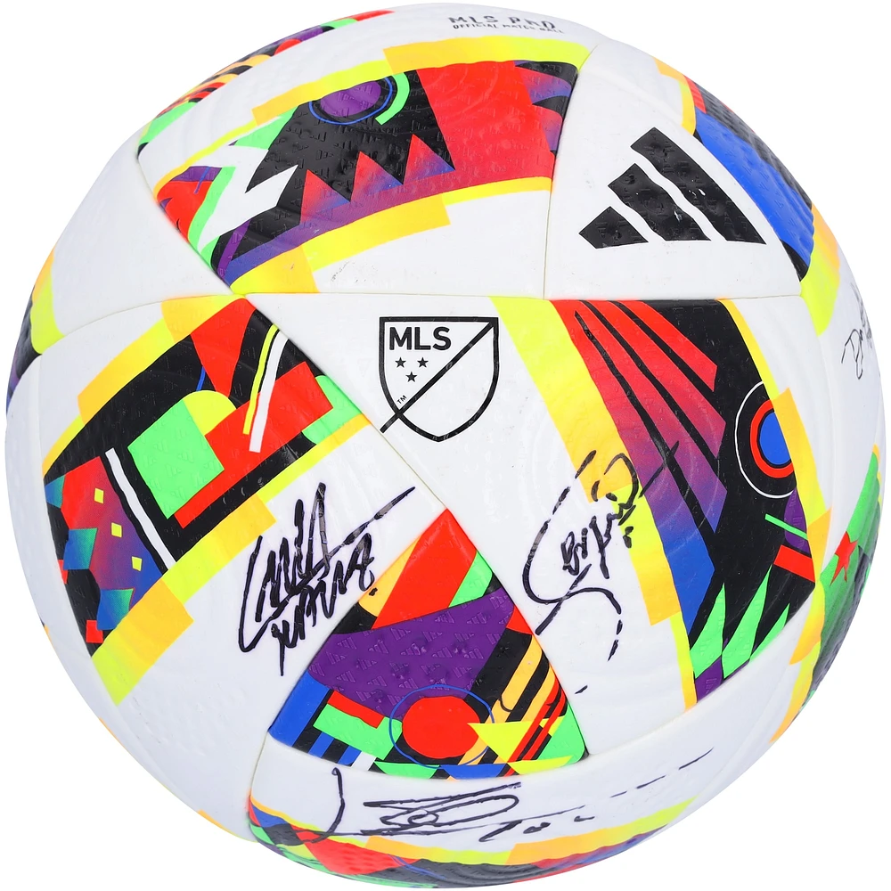 Lionel Messi, Luis Suarez & Sergio Busquets Inter Miami CF Autographed 2024 adidas MLS Match Soccer Ball