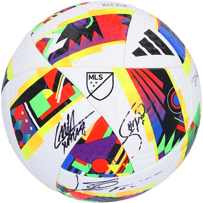 Lionel Messi, Luis Suarez & Sergio Busquets Inter Miami CF Autographed 2024 adidas MLS Match Soccer Ball