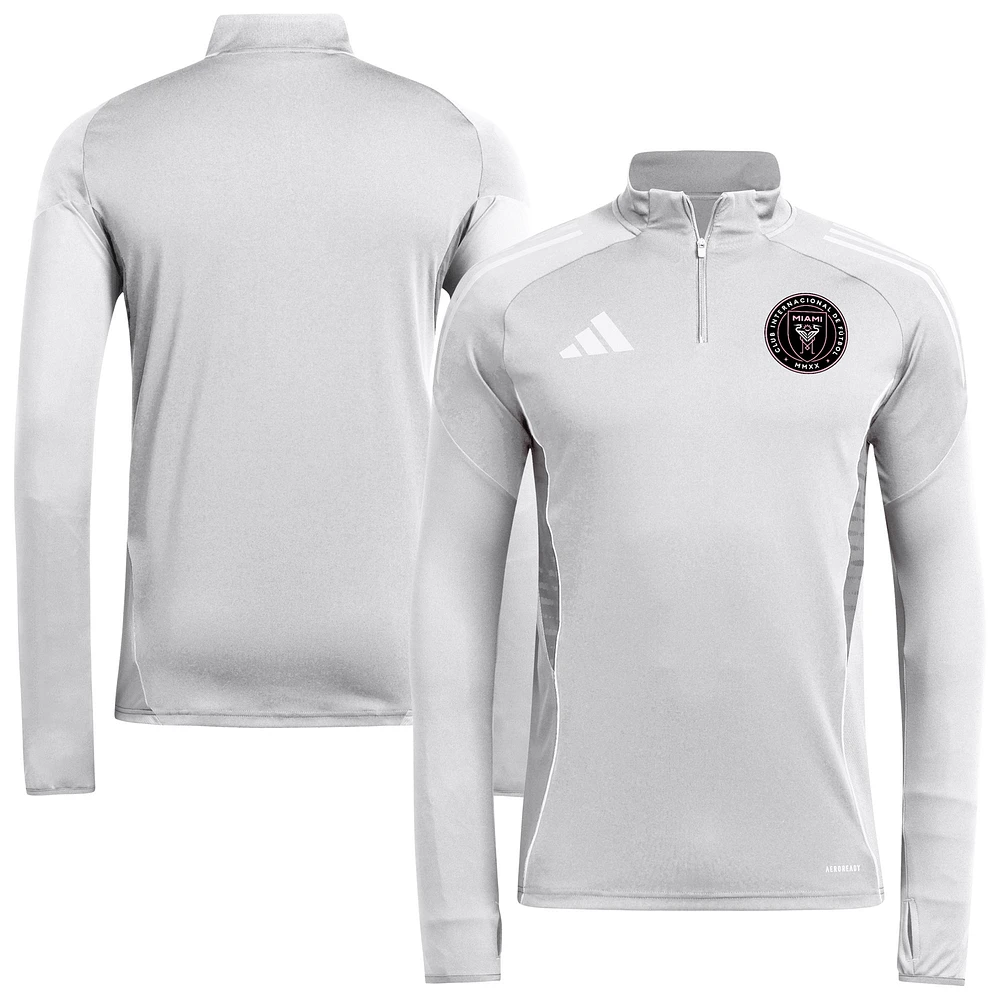 Haut d'entraînement à manches longues et quart de zip adidas Silver Inter Miami CF 2025 pour homme