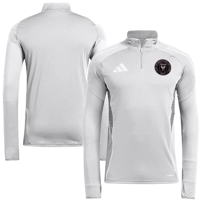 Haut d'entraînement à manches longues et quart de zip adidas Silver Inter Miami CF 2025 pour homme