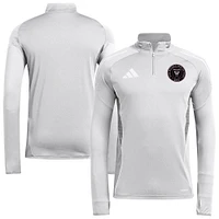 Haut d'entraînement à manches longues et quart de zip adidas Silver Inter Miami CF 2025 pour homme