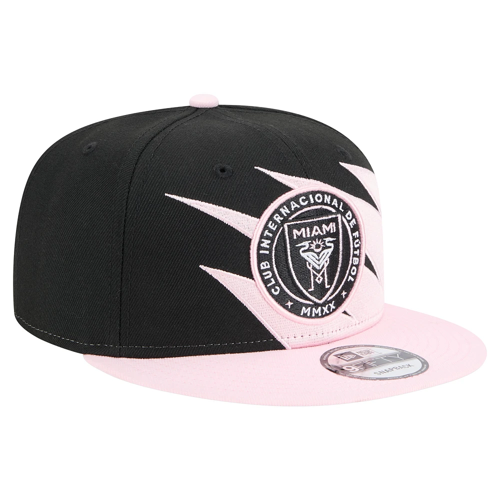 Men's New Era  Black/Light Pink Inter Miami CF Jagged 9FIFTY Snapback Hat
