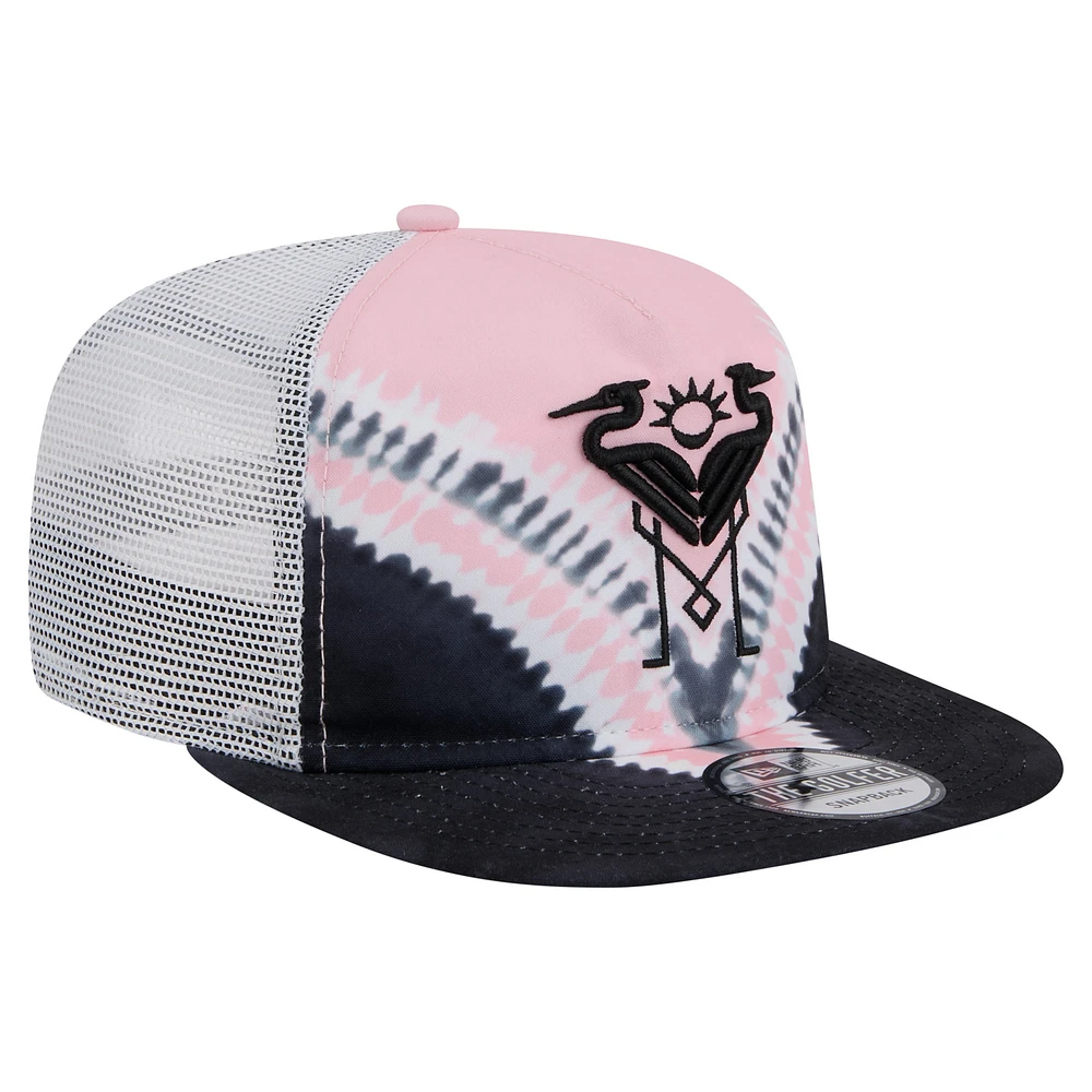 Men's New Era  Black/Light Pink Inter Miami CF Tie-Dye Adjustable Golfer Hat