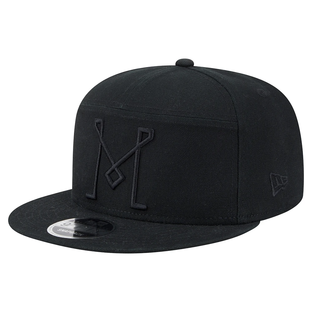 Men's New Era  Black Inter Miami CF Canvas 9FIFTY Snapback Hat