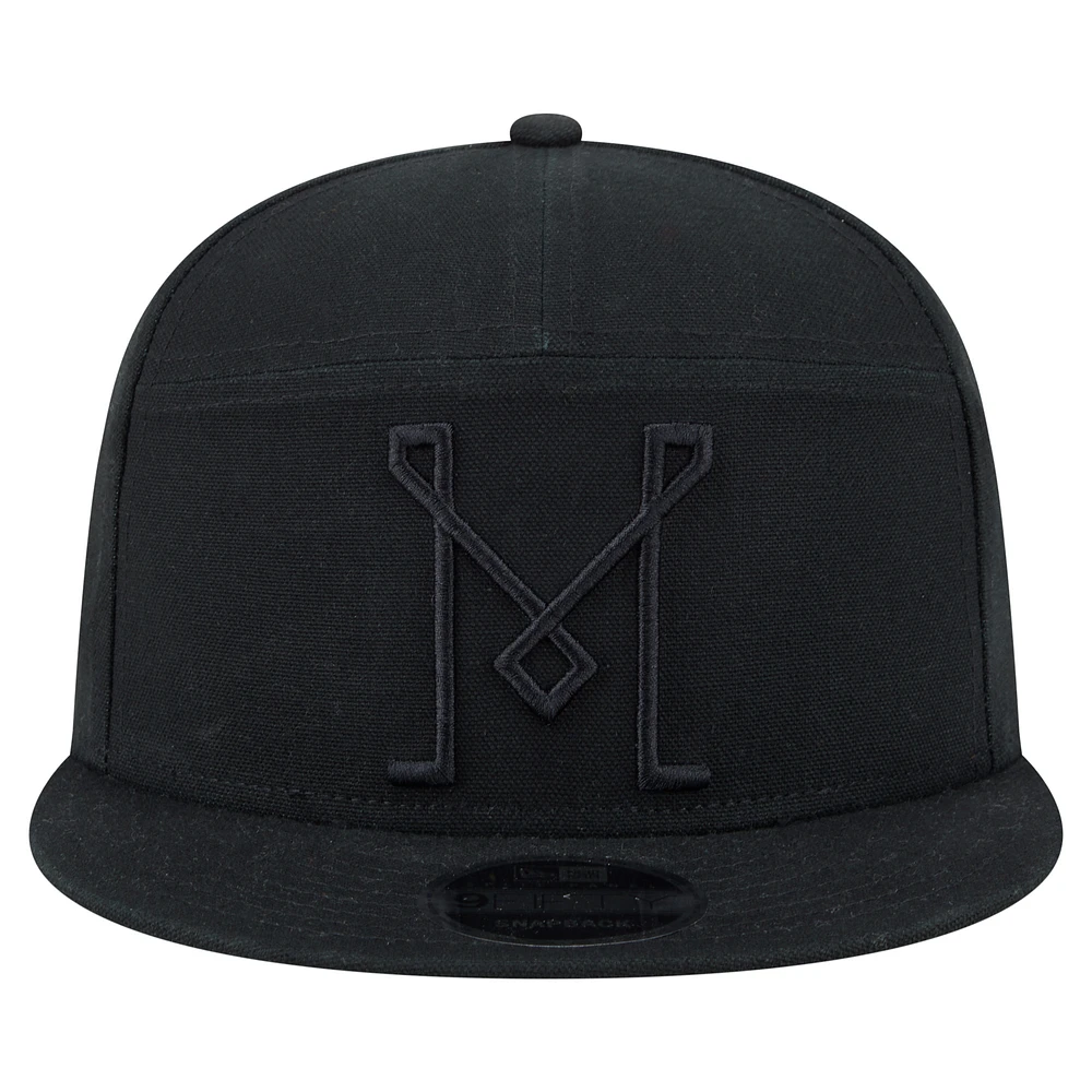 Men's New Era  Black Inter Miami CF Canvas 9FIFTY Snapback Hat