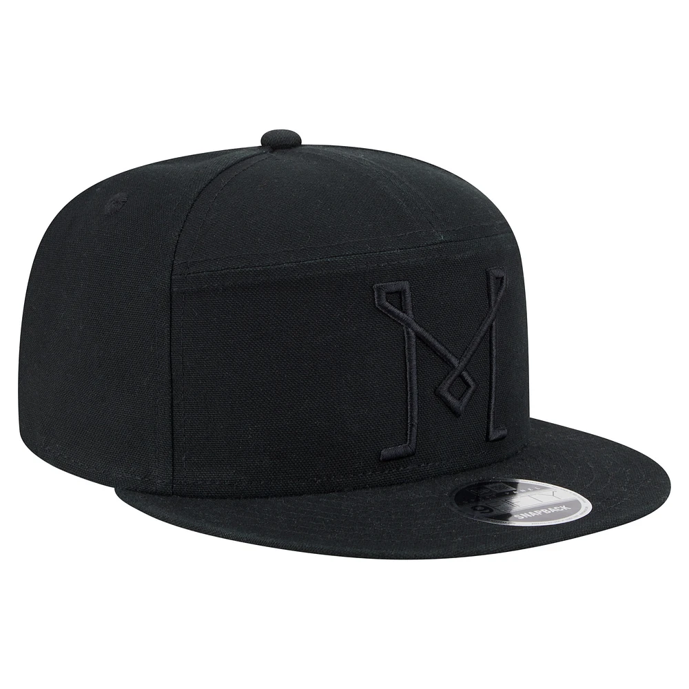 Men's New Era  Black Inter Miami CF Canvas 9FIFTY Snapback Hat