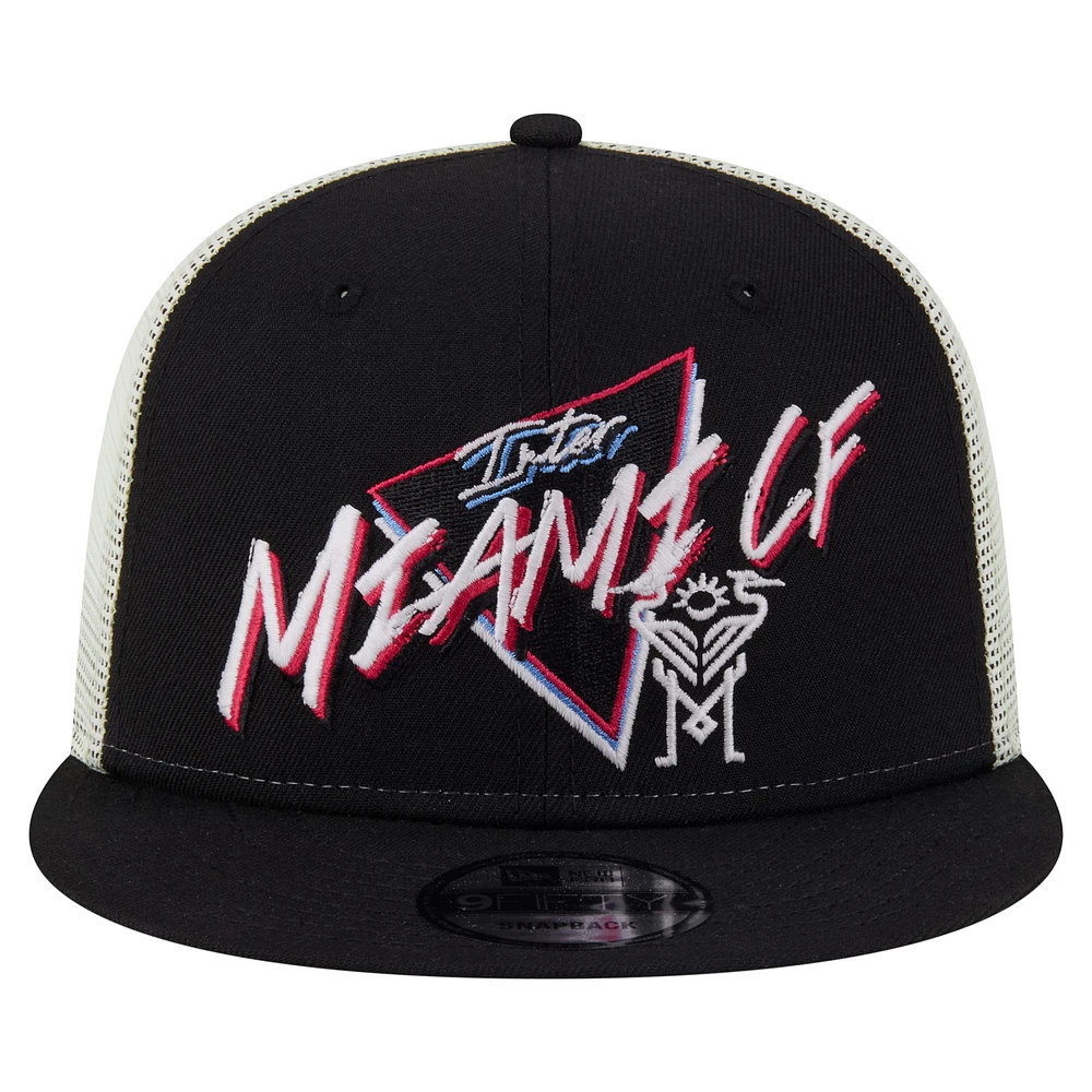 Men's New Era  Black Inter Miami CF Neon 9FIFTY Snapback Hat
