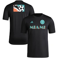 T-shirt d'avant-match adidas noir Inter Miami CF 2024 avec crochet pour homme