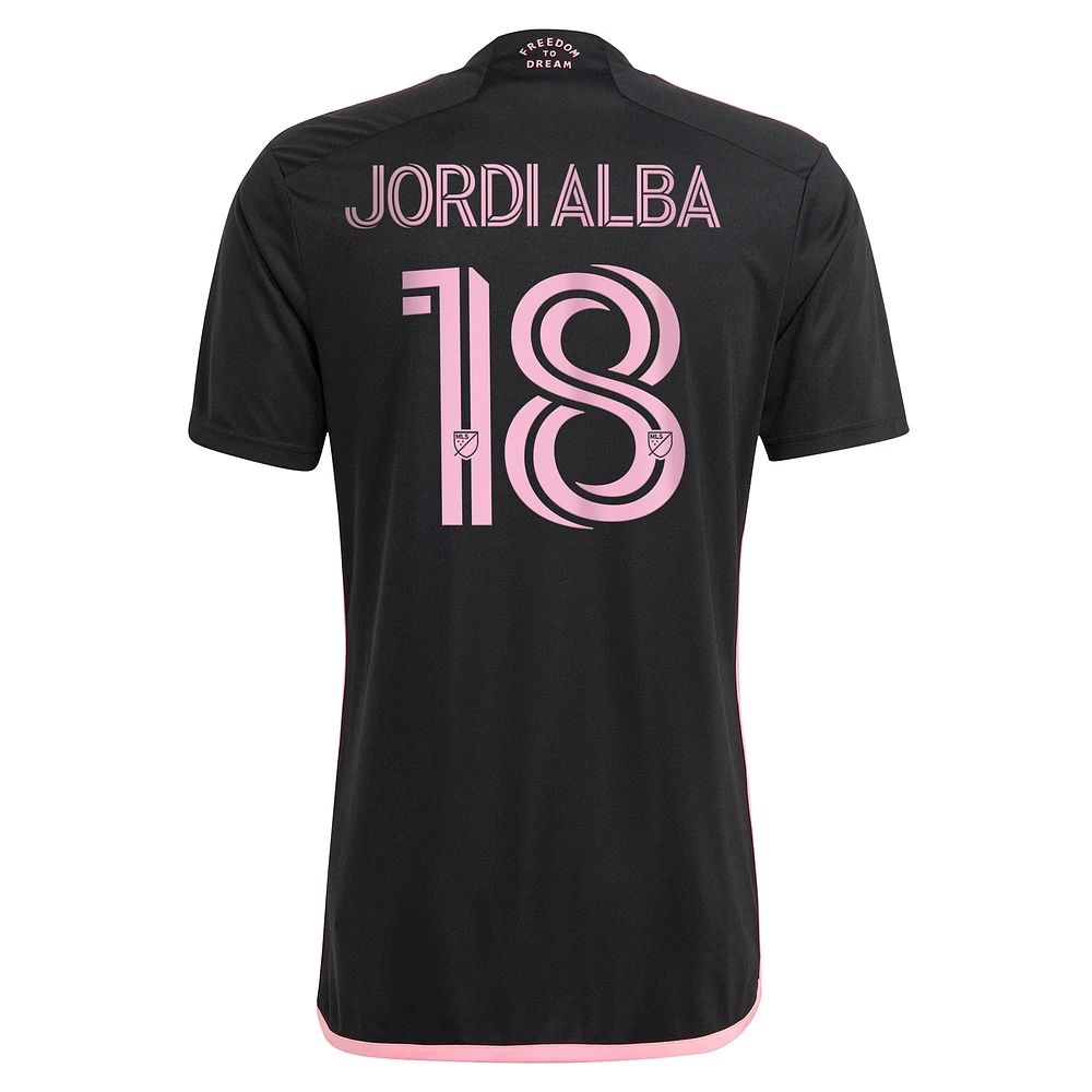 Men's adidas Jordi Alba Ramos Black Inter Miami CF 2023 La Noche Replica Player Jersey