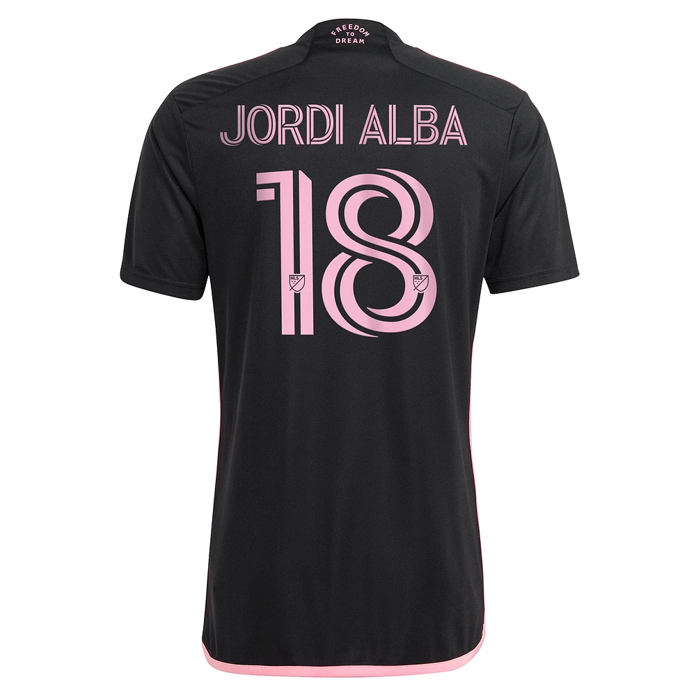 Men's adidas Jordi Alba Ramos Black Inter Miami CF 2024 La Noche Replica Player Jersey