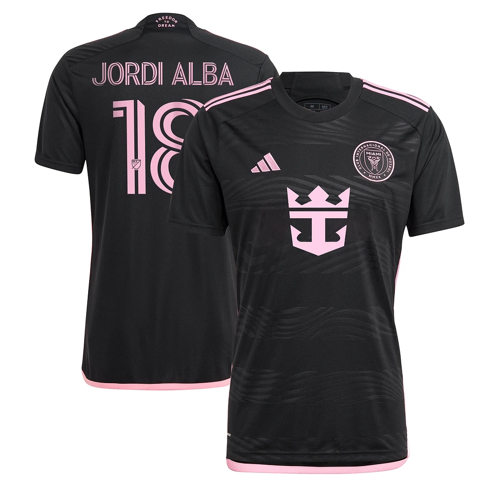 Men's adidas Jordi Alba Ramos Black Inter Miami CF 2024 La Noche Replica Player Jersey