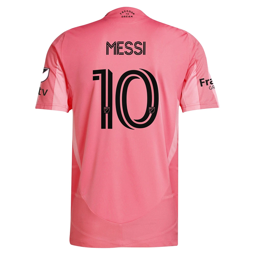 Maillot de joueur authentique Inter Miami CF 2025 Euforia rose clair Lionel Messi pour homme adidas