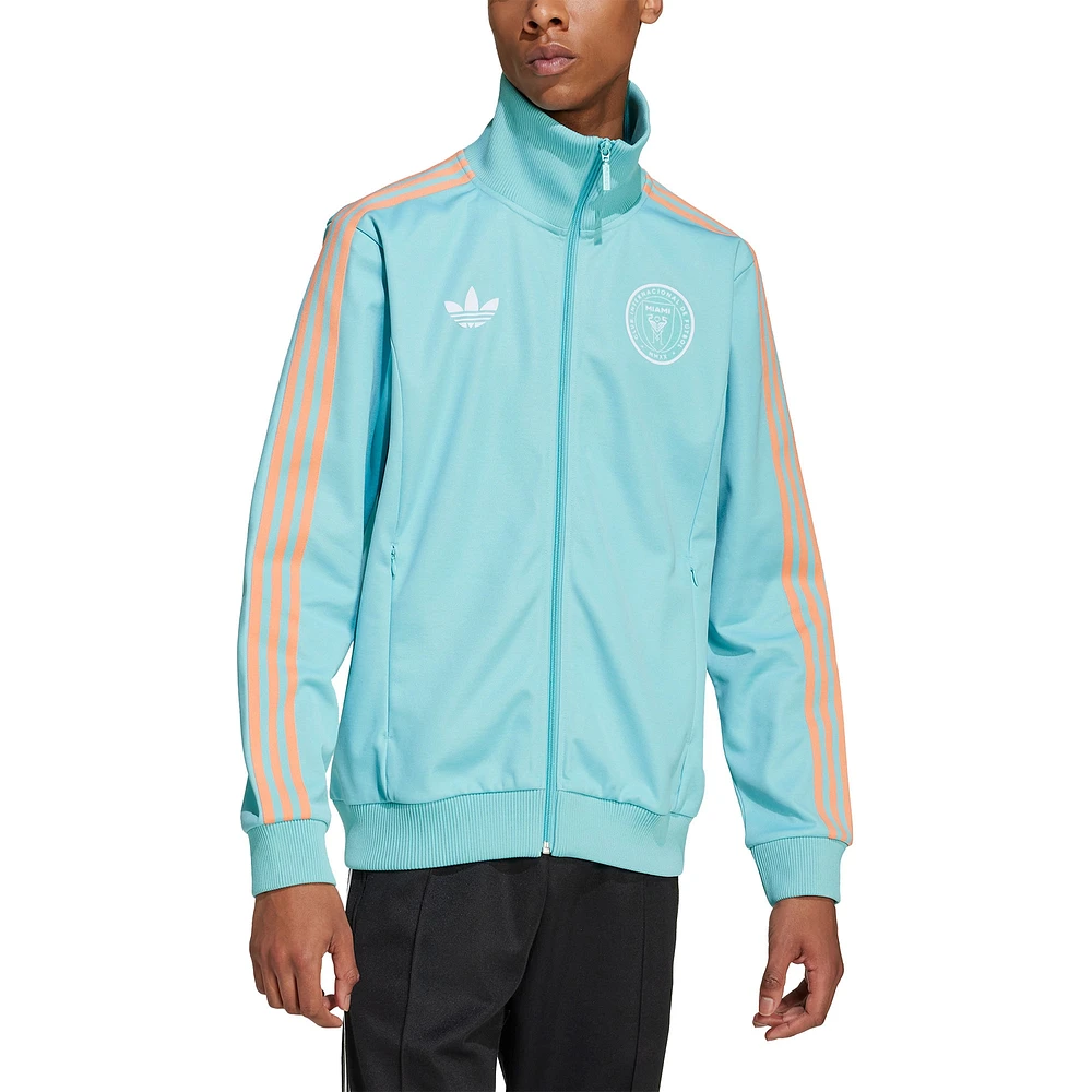 Men's adidas Originals Aqua Inter Miami CF 2024 Anthem Full-Zip Jacket