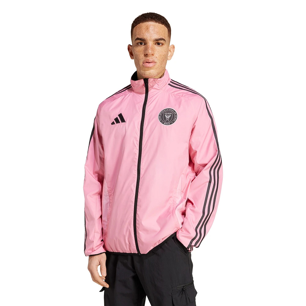Men's adidas Pink/Black Inter Miami CF 2025 Anthem Reversible Full-Zip Jacket