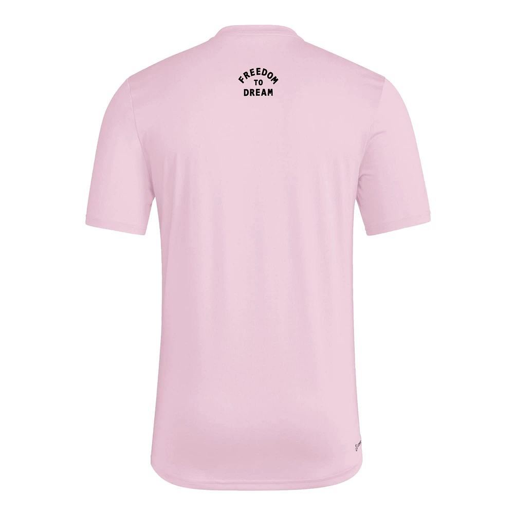 T-shirt adidas rose Inter Miami CF 2025 pour homme avec maillot Hook AEROREADY