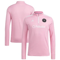 Men's adidas Pink Inter Miami CF 2025 Quarter-Zip Long Sleeve Training Top
