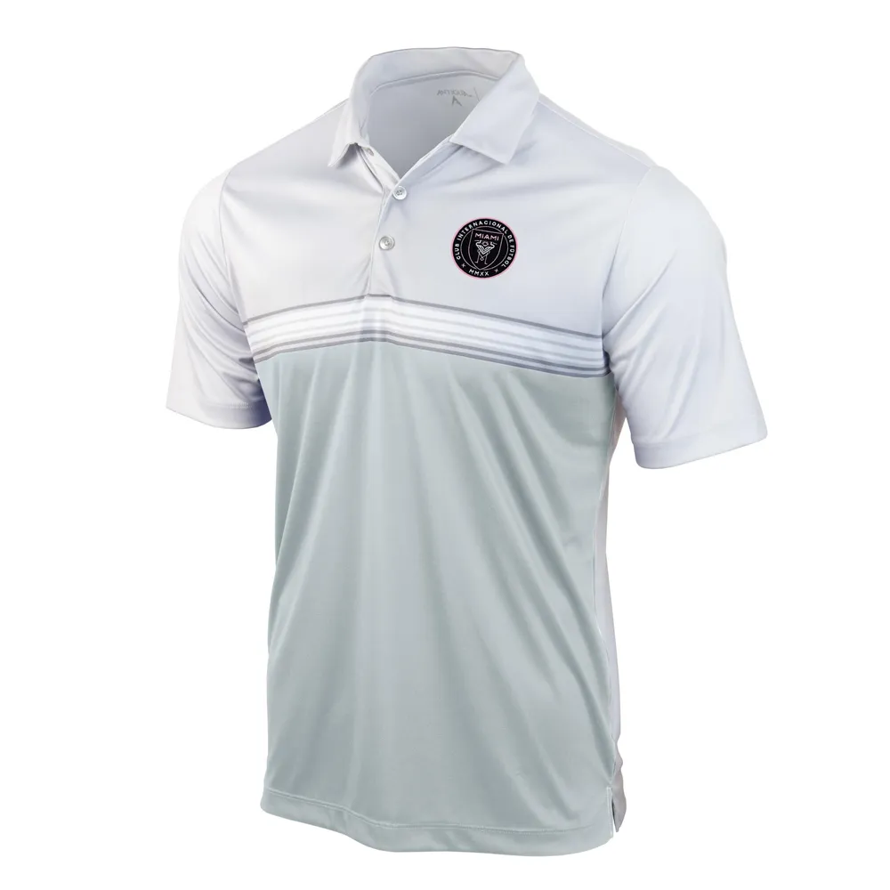 Men's Antigua Gray/Black Miami Dolphins Deliver Button-Down Polo