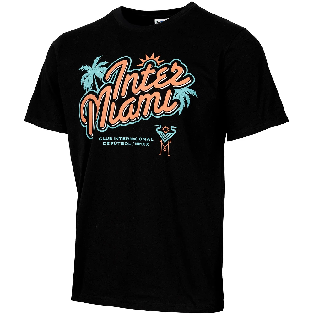 Men's Black Inter Miami CF  Retro Palm Heavy Relaxed T-Shirt