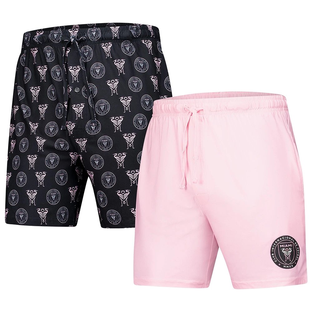 Ensemble de 2 shorts Concepts Sport pour hommes, noir/rose, Inter Miami CF Record