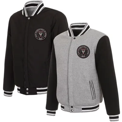 Inter Miami CF JH Design Fleece Full-Snap Reversible Jacket - Gray/Black