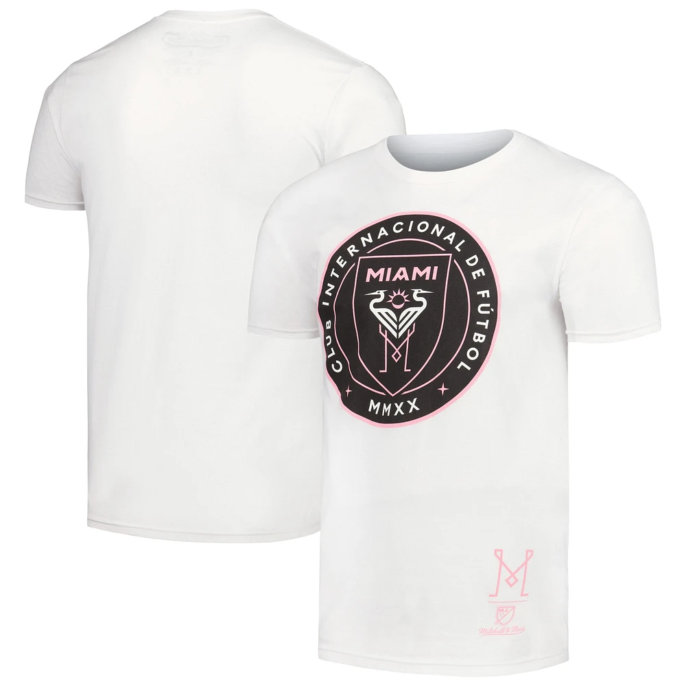 T-shirt blanc avec écusson Mitchell & Ness Inter Miami CF pour hommes