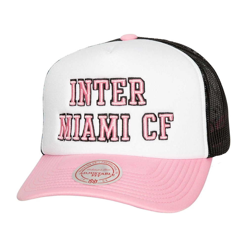 Casquette réglable blanche Inter Miami CF Palm Tree Trucker Mitchell & Ness pour hommes