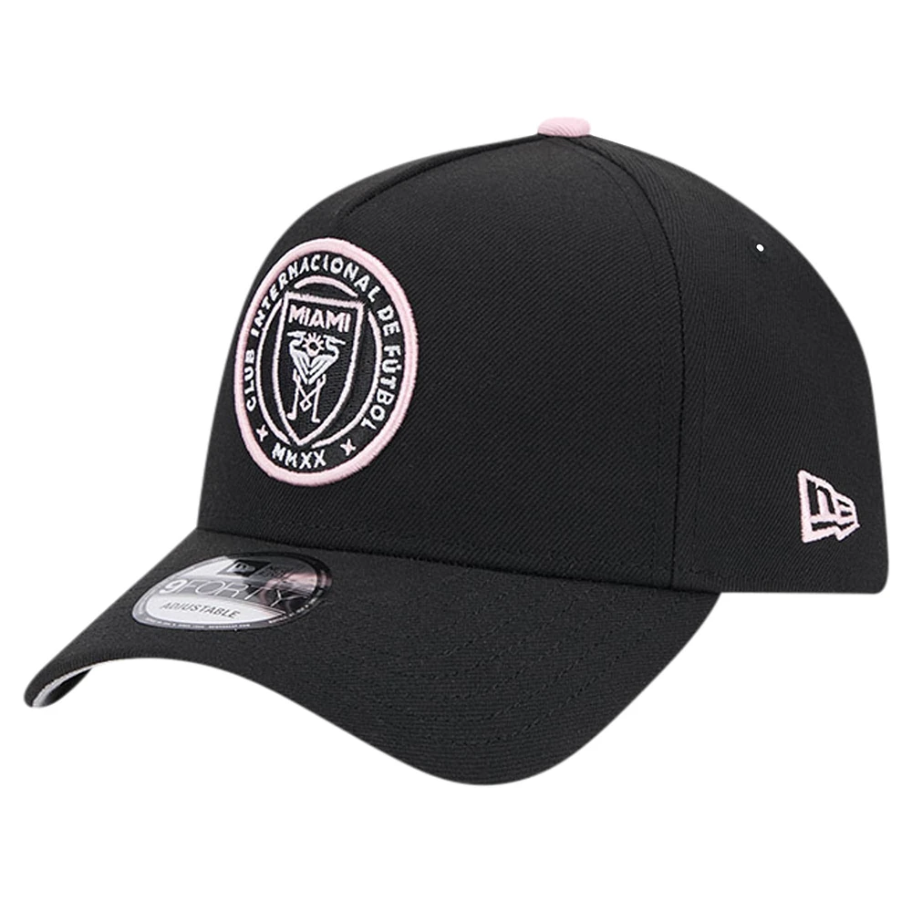 Men's New Era Black Inter Miami CF 2024 Kick Off Collection 9FORTY A-Frame Adjustable Hat