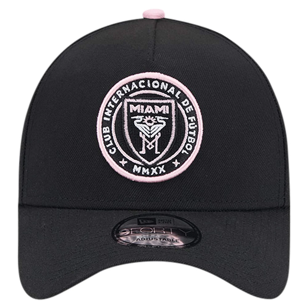 Men's New Era Black Inter Miami CF 2024 Kick Off Collection 9FORTY A-Frame Adjustable Hat