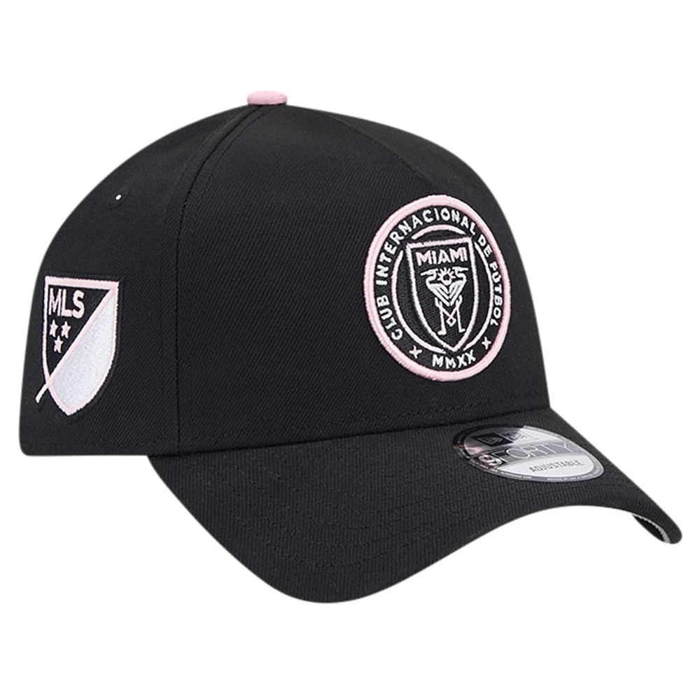 Men's New Era Black Inter Miami CF 2024 Kick Off Collection 9FORTY A-Frame Adjustable Hat