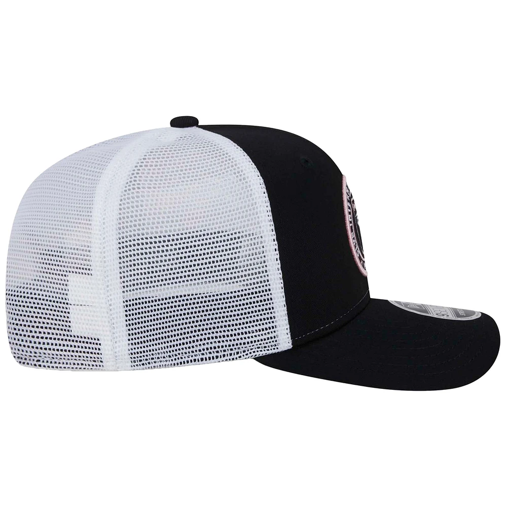 Men's New Era Black Inter Miami CF 9SEVENTY COOLERA Trucker Stretch-Snap Adjustable Hat