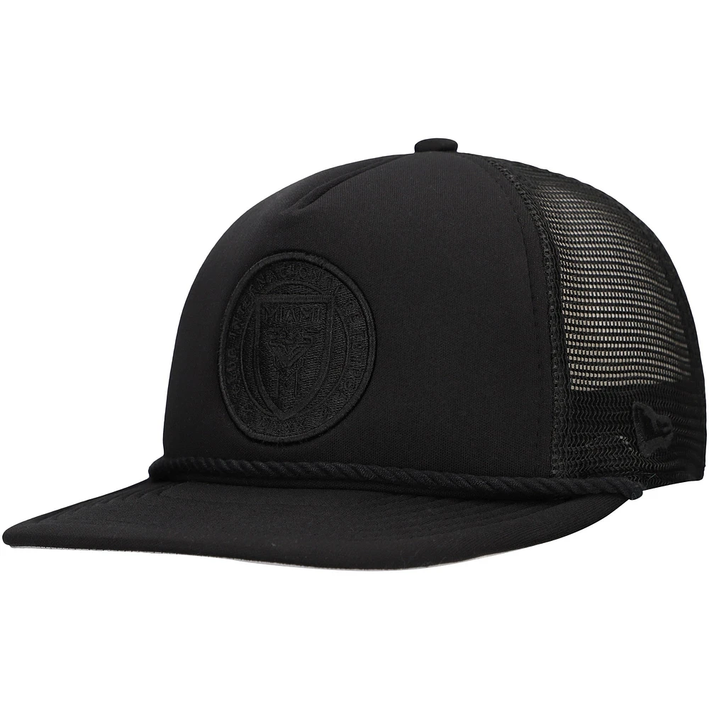 Men's New Era Black Inter Miami CF Active Tone Golfer Snapback Hat