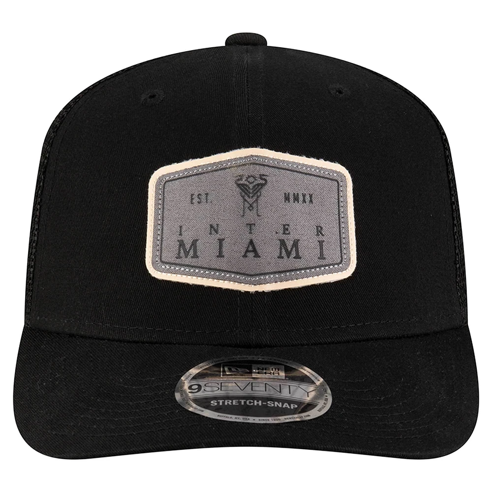 Men's New Era  Black Inter Miami CF Labeled 9SEVENTY Trucker Stretch-Snap Adjustable Hat