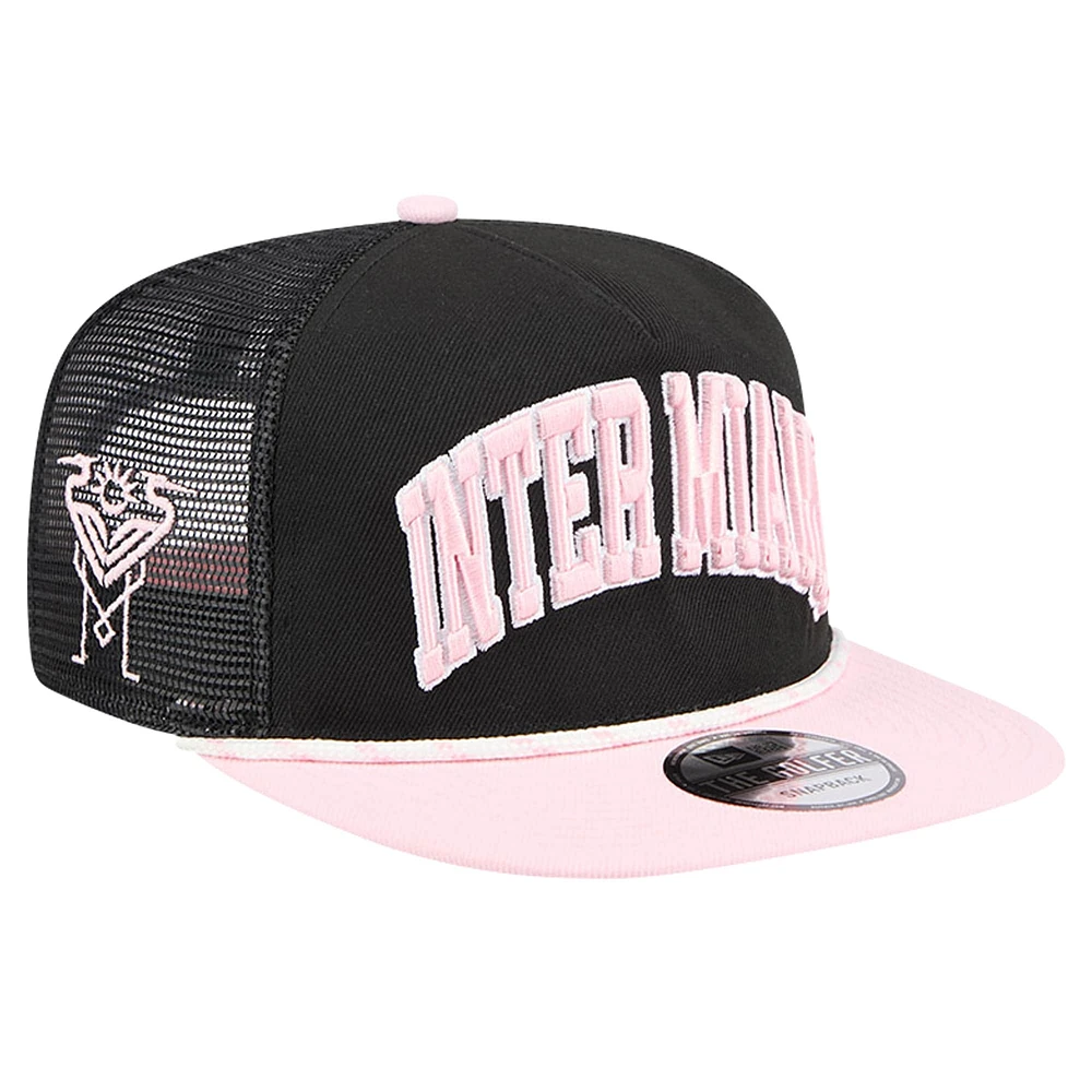 Men's New Era Black Inter Miami CF Throwback Golfer Snapback Hat