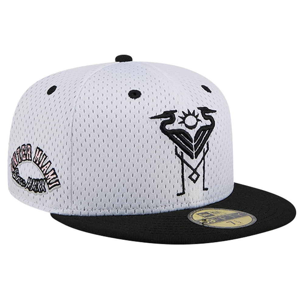 Casquette ajustée 59FIFTY gris New Era pour homme Inter Miami CF Throwback Mesh