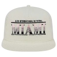 Casquette réglable de golfeur en velours côtelé blanc Inter Miami CF Throwback New Era pour hommes