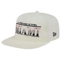 Casquette réglable de golfeur en velours côtelé blanc Inter Miami CF Throwback New Era pour hommes