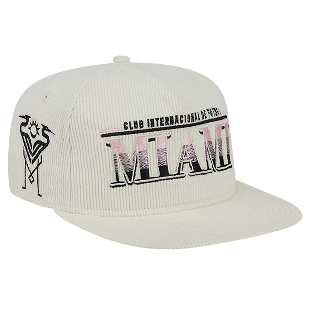 Men's New Era White Inter Miami CF Throwback Corduroy Golfer Adjustable Hat