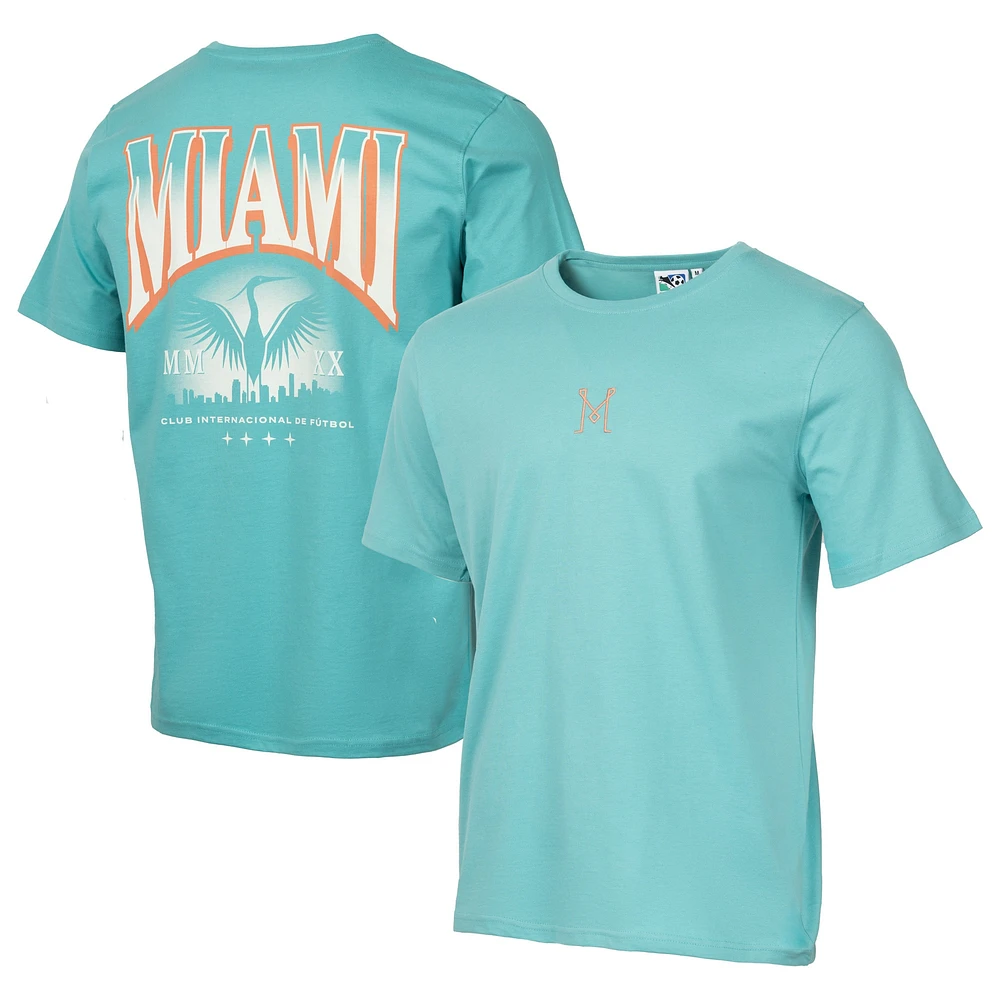 Men's Teal Inter Miami CF  Skyline Heron Heavy Relaxed T-Shirt