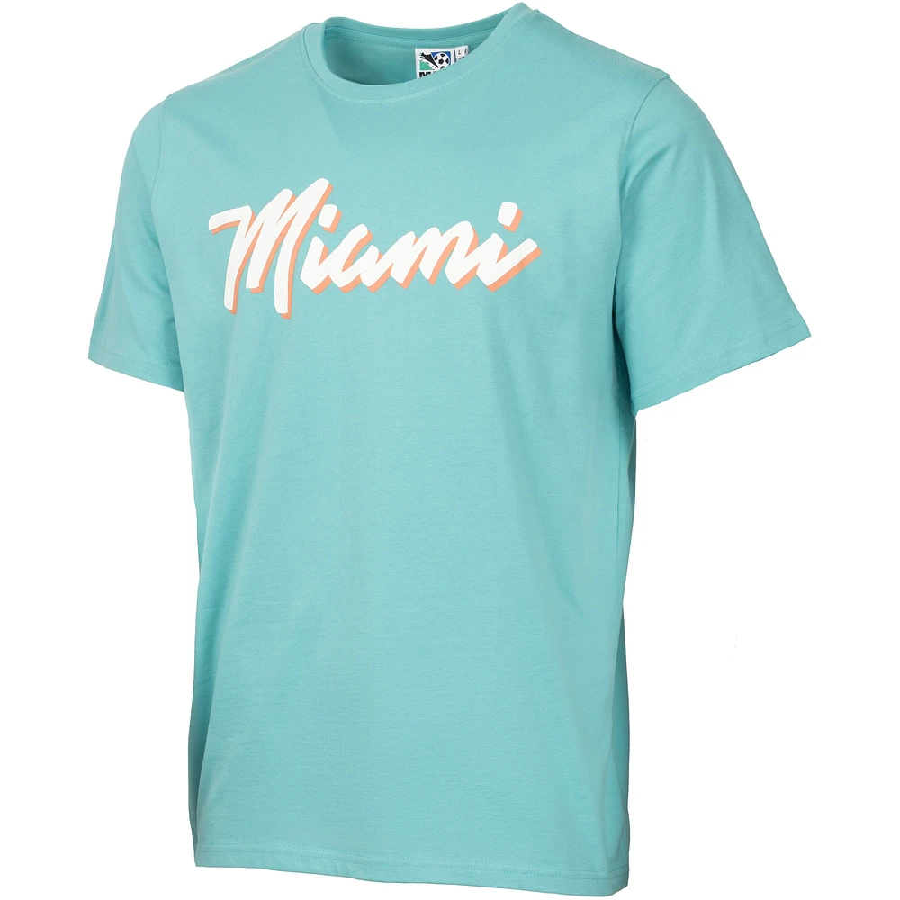 T-shirt bleu sarcelle Inter Miami CF Vice Script Heavy décontracté pour hommes