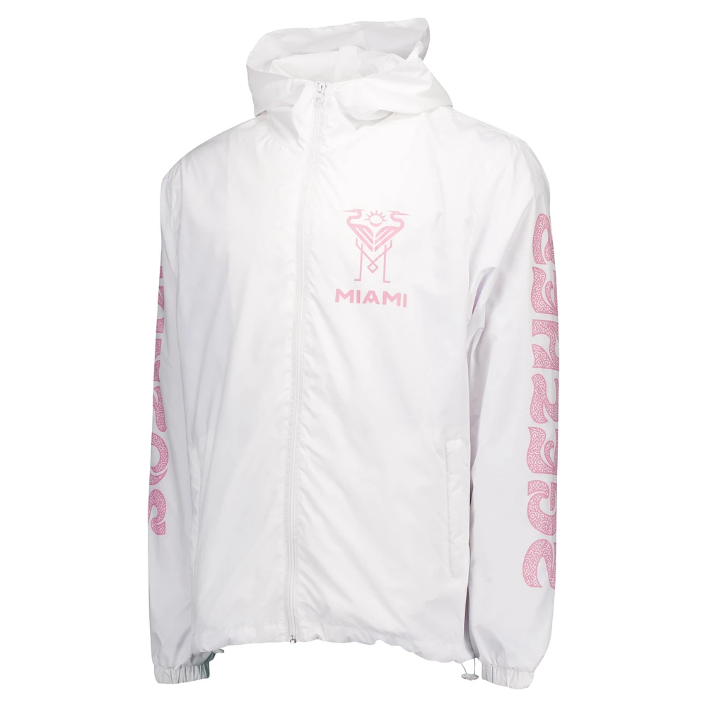 Men's White Inter Miami CF Graffiti Hoodie Full-Zip Windbreaker