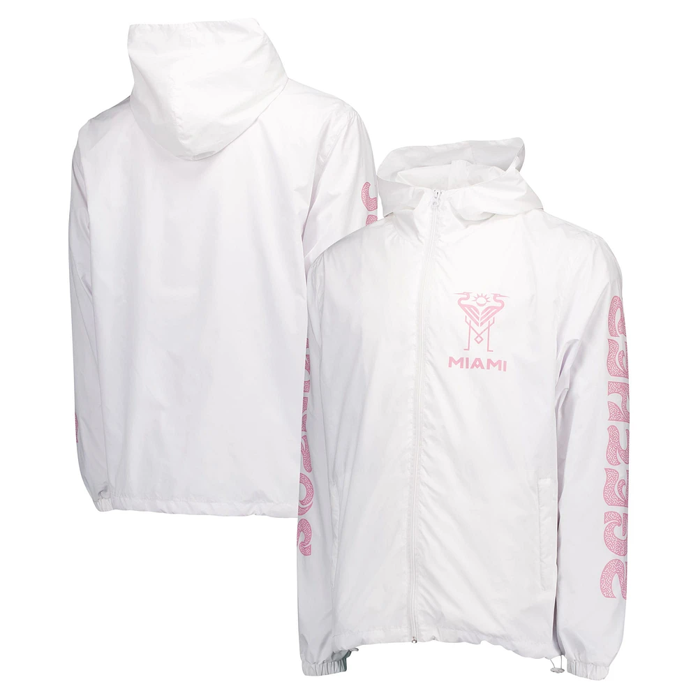 Men's White Inter Miami CF Graffiti Hoodie Full-Zip Windbreaker