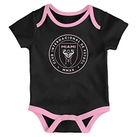 Newborn Black/Heather Gray/Pink Inter Miami CF Loyal Buddies 3-Pack Bodysuit Set