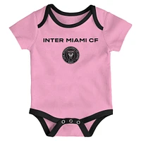 Newborn Black/Heather Gray/Pink Inter Miami CF Loyal Buddies 3-Pack Bodysuit Set