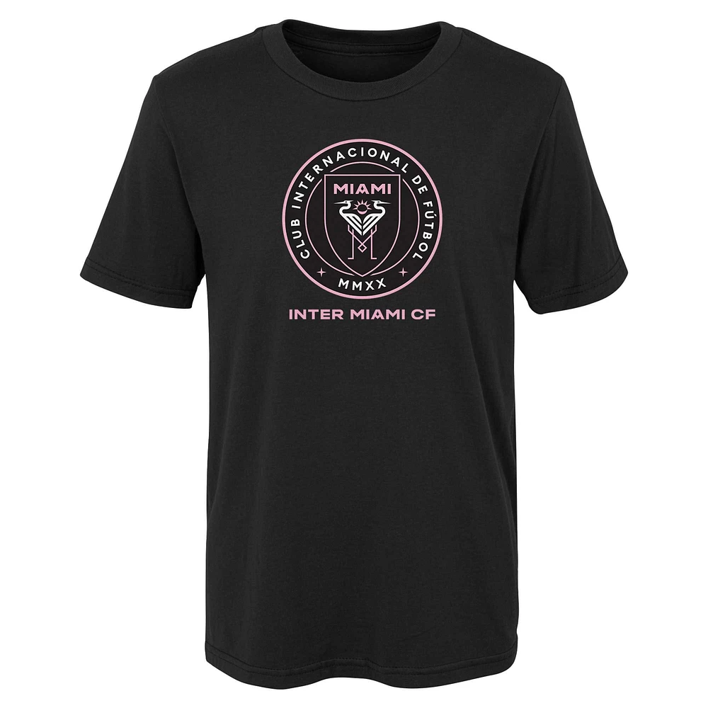 T-shirt noir avec logo primaire de l'Inter Miami CF pour enfants d'âge préscolaire