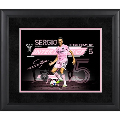 Sergio Busquets Inter Miami CF Facsimile Signature Framed 11" x 14" Collage