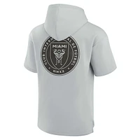 Sweat à capuche unisexe Fanatics gris Inter Miami CF Elements en polaire super douce manches courtes