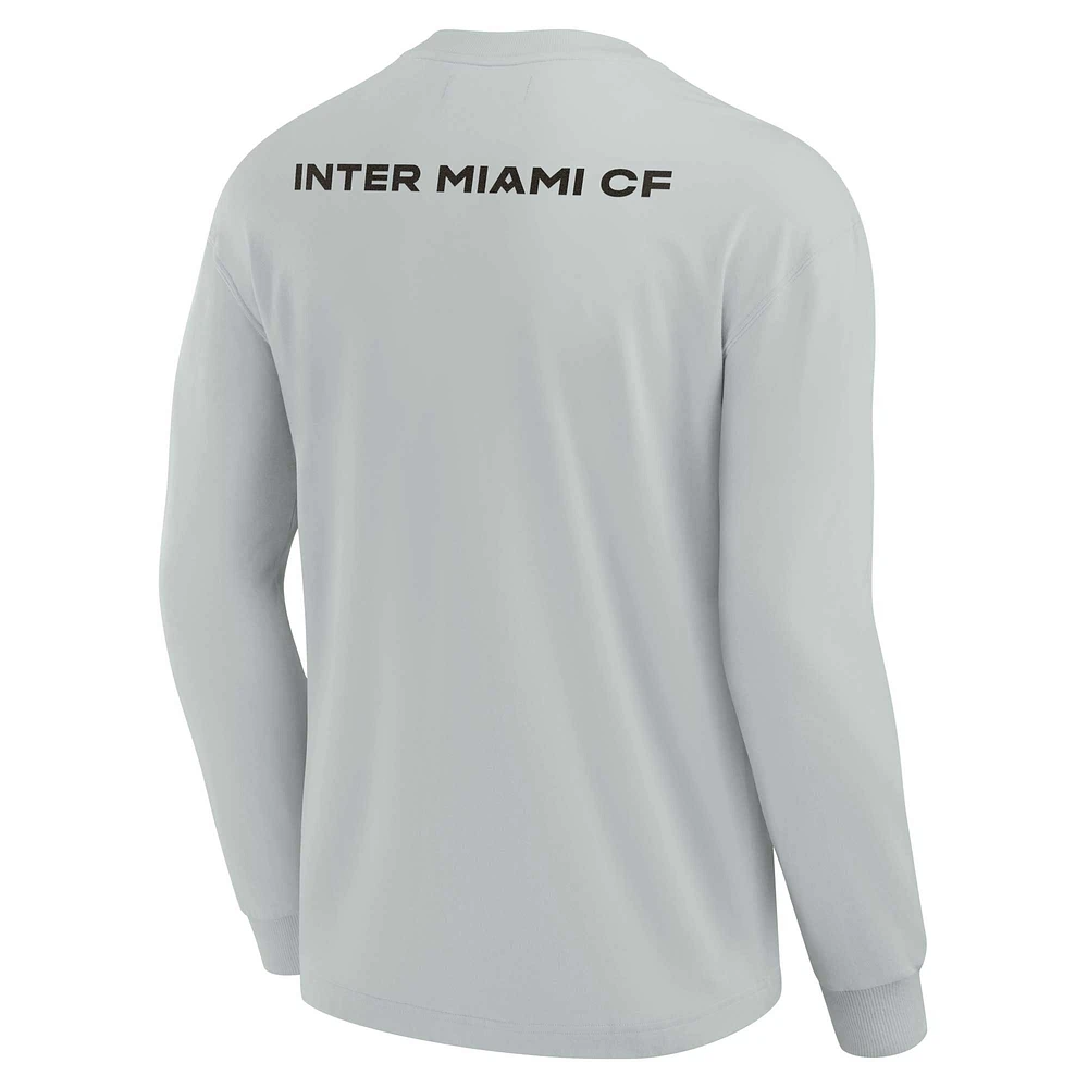 T-shirt unisexe Fanatics gris Inter Miami CF Elements super doux à manches longues