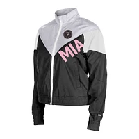 Women's 5th & Ocean by New Era  Black Inter Miami CF Leisure Cropped Full-Zip Windbreaker Jacket